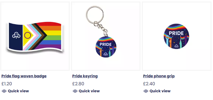 Girlguiding has introduced a new badge for girls to sew on to their uniforms to show how they 'guide with pride'. It is part of a collection of LGBT-themed products, including wristbands, keyrings, flags and phone grips the organisation is now selling to children