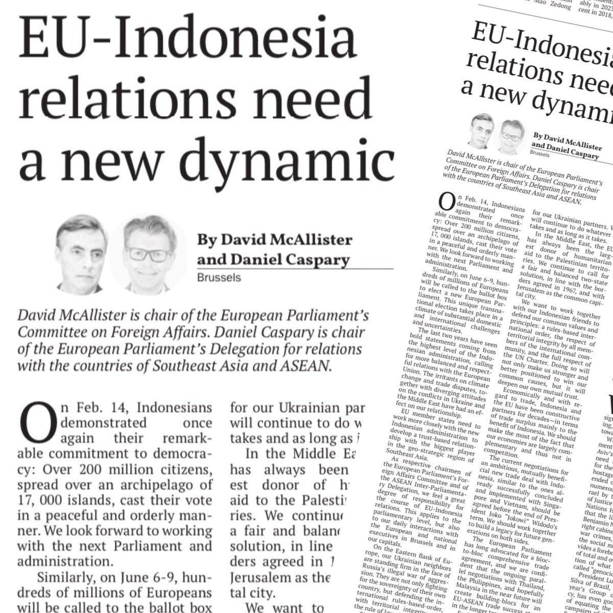 'EU-Indonesia relations need a new dynamic' - an opinion article by David McAllister MEP & Daniel Caspary MEP in today's @jakpost 🇪🇺🤝🇮🇩 Read here 👇🏿 thejakartapost.com/opinion/2024/0…