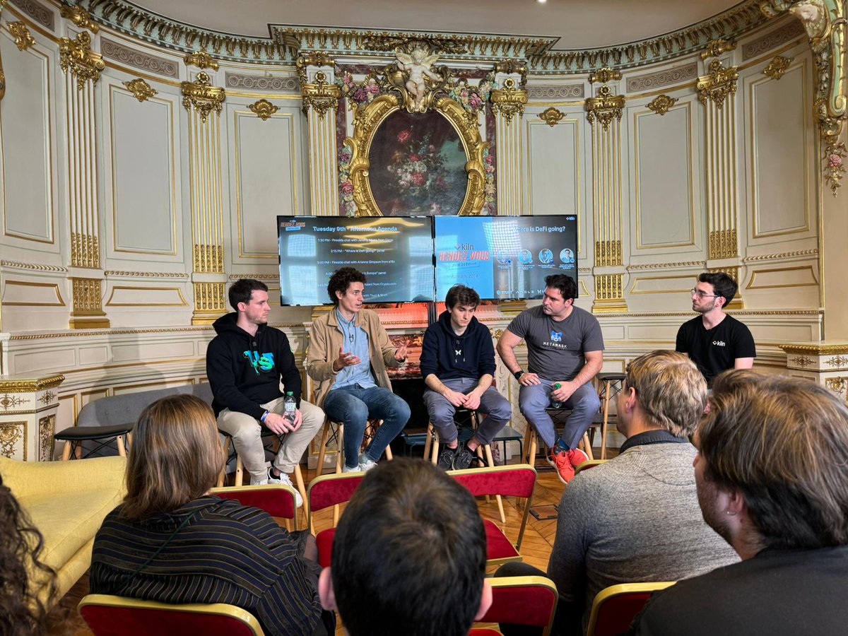 Angle Labs' co-founder, @pablo_veyrat, is at the @Kiln_finance 'Rendez-Vous' for @ParisBlockWeek with @PaulFrambot, @pierre_trust and Daniel Lynch to discuss DeFi evolution!
