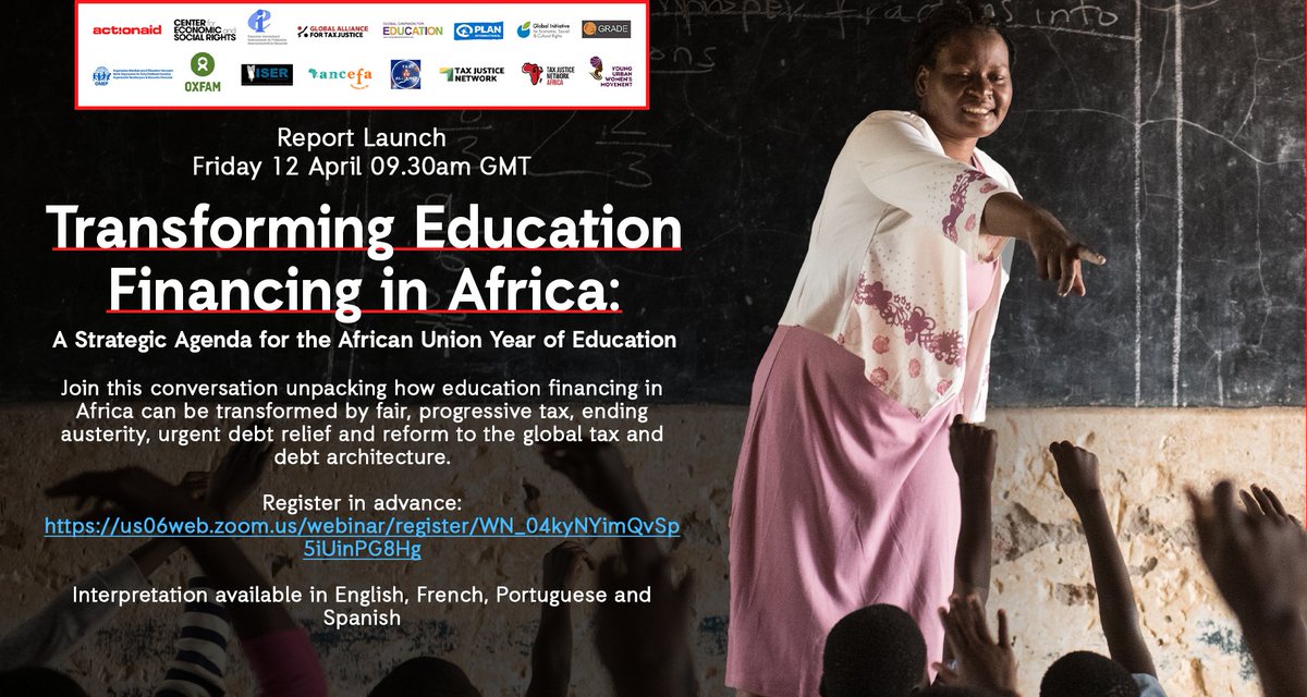 Make a date... We shall be launching a report on Transforming Education Financing in Africa....this Friday, 12th April. us06web.zoom.us/.../reg.../WN_…