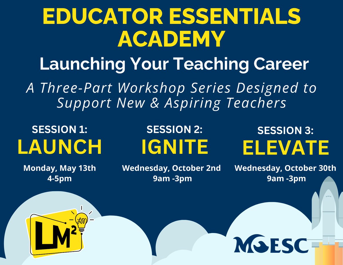 In partnership with @LMSquared Consultants, we are thrilled to announce the new 'Educator Essentials Academy:' A 3-part PD series for novice teachers ✅first session FREE ✅no commitment to join more info & registration 👉moesc.org/pd/eea @DrGeorge_MU @DrGrayMorales