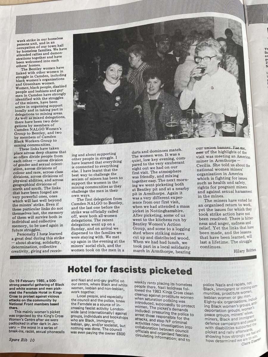 My copy of a 1985 #Sparerib that covered the #minerstrike. There was a lot of support for the strikers from black &amp; brown communities (the 2nd pic by me from a visit to a Doncaster pit)
