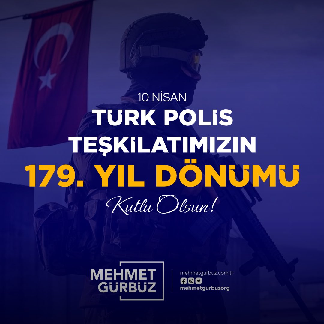 Huzurumuzun ve güvenliğimizin teminatı Türk Polis Teşkilatı'nın 179. Kuruluş Yıl Dönümü kutlu olsun. Aziz şehitlerimizin ruhları şad, mekânları cennet olsun.🇹🇷 #TürkPolisTeşkilatı179Yaşında