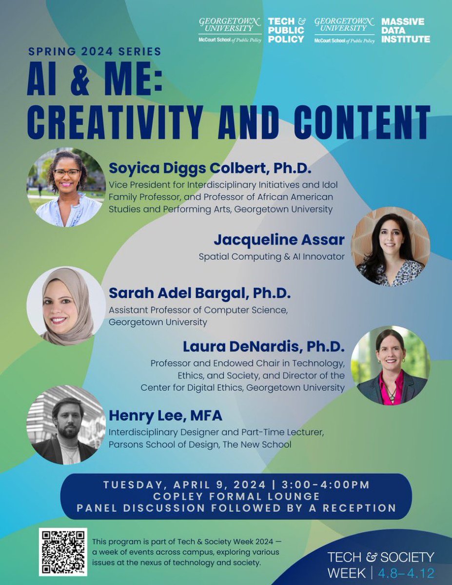 Tech & Society Week Day 2: Today, @DrSoyica and I join a panel on #AI and the future of human creativity @Georgetown @TechGeorgetown @MassiveData_GU.