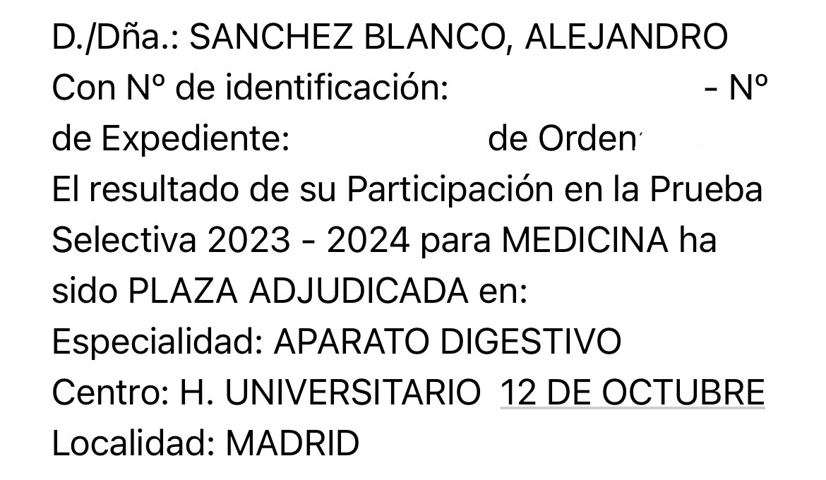 Por fin puedo decir que, oficialmente, soy R1 de Digestivo en el 12 de Octubre!!!🥹♥️

Soy todo ilusión 🥳🥰