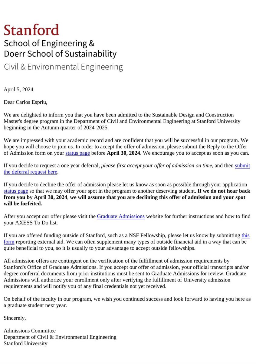 Nunca dudé que lo lograrías mi Ingeniero Civil! Stanford University! Te amo <a href="/CarlosAEspriu/">Carlos Andrés Espriú</a> 🩷