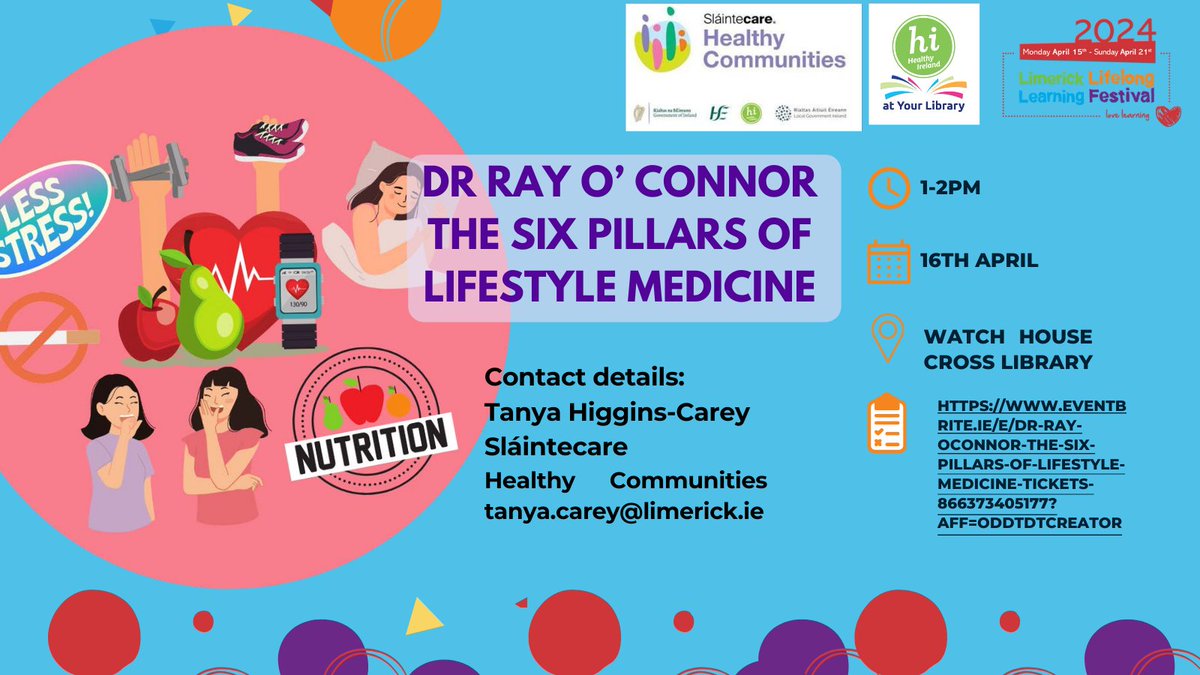 The first of our #LLLFestival2024 lunchtime talks, organised by Healthy Ireland Local Government & partners, take place next week in #CityLibrary and #WatchHouseCrossLibrary. See 👇 for more info. #LimerickLibraries #HealthyIrelandAtYourLibrary @HealthyLimerick @LimkLearnFest