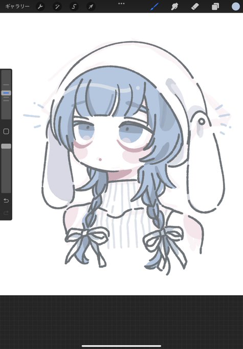 「blue hair white sweater」 illustration images(Latest)