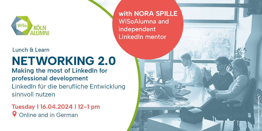 Dear WiSoAlumni💚: Join our Lunch & Learn with Nora Spille “Networking 2.0: Making the most of LinkedIn for professional development” [in 🇩🇪] 👉🏽 Tuesday | 16 April 2024 | 12.00 – 13.00. Enhance your networking skills and boost your brand. 📑Sign up now: eventbrite.de/e/networking-2…