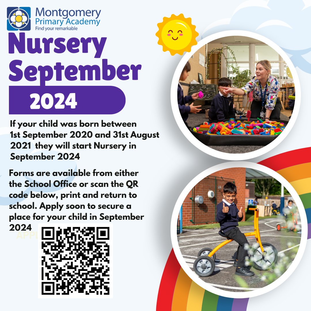 Nursery places starting in September 2024. Please see poster for more details.