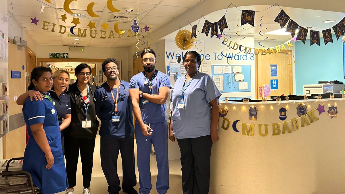 CHFTNHS's tweet photo. HRI's Acute Floor Sister and their Culture Champion, Kirsty Bryden, has decorated the ward in anticipation of celebrations for Eid al-Fitr, which start this evening.

A joyous and blessed Eid Mubarak to all our colleagues, patients and visitors who will be celebrating this week. https://t.co/YQYde6bKan