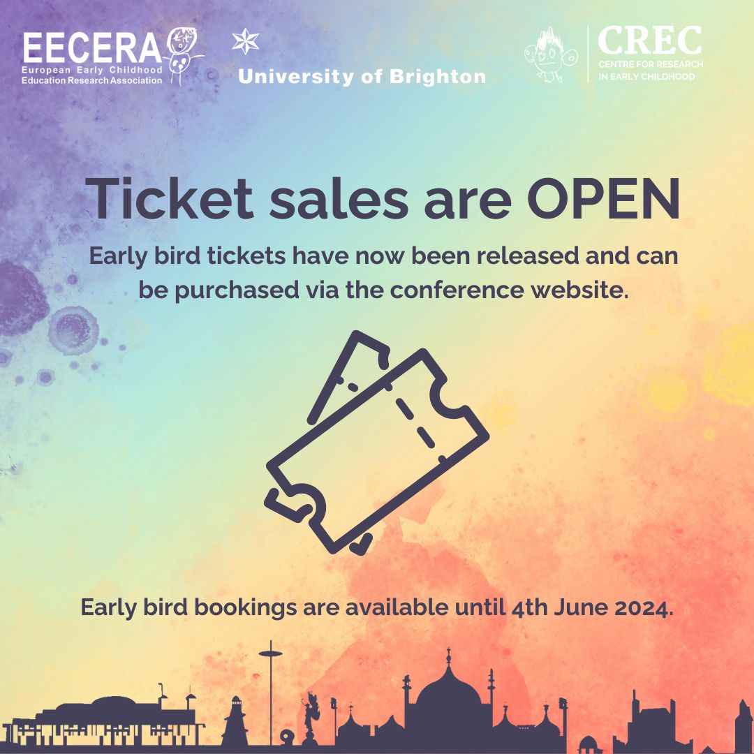 Conference tickets are now on sale! Early bird tickets have now been released and can be purchased via the conference website. buff.ly/3PUXbAi #EECERA #EECERA2024 #Conference #EarlyChildhood