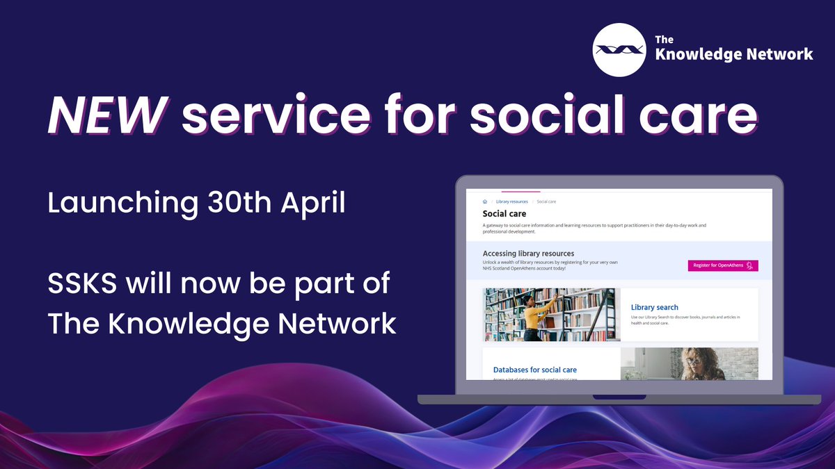 We’re redesigning The Knowledge Network, including a new service for social care! Launch 30 April 2024. We’ll also be pulling our comms channels together. From now on, follow @NES_Knowledge for all your health and social care library news. Find out more: knowledge.scot.nhs.uk/home/announcem…