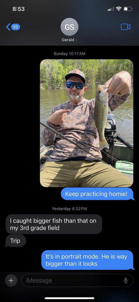 You can clearly see in this text chain, I have @GeraldSwindle nervous about me getting on the tour. KVD is next to feel the insecurity of my TX Rig! @MajorLeagueFish @bassmaster