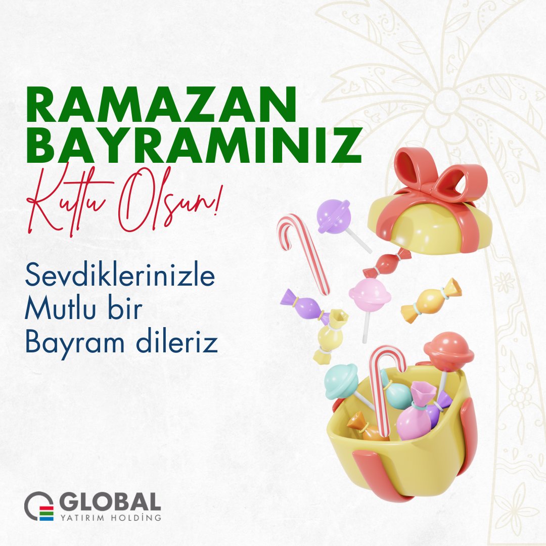 Birlikte geçirdiğimiz güzel anları bir kez daha hatırlamanın ve sevgi dolu anlara şahit olmanın mutluluğunu yaşıyoruz. Global Yatırım Holding ailesi olarak, neşe dolu bir Ramazan Bayramı geçirmenizi dileriz. Bayramınız kutlu olsun! 🍭 🍬 #İyiBayramlar