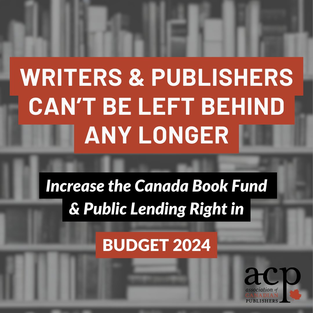 📣Urgent call to action: a united front of over a dozen Canadian writing & publishing organizations urge @PascaleStOnge_ & @cafreeland to honour their commitment to increase funding to the Canada Book Fund & Public Lending Right in #Budget2024. #cdnpoli publishers.ca/increase-cbf-p…