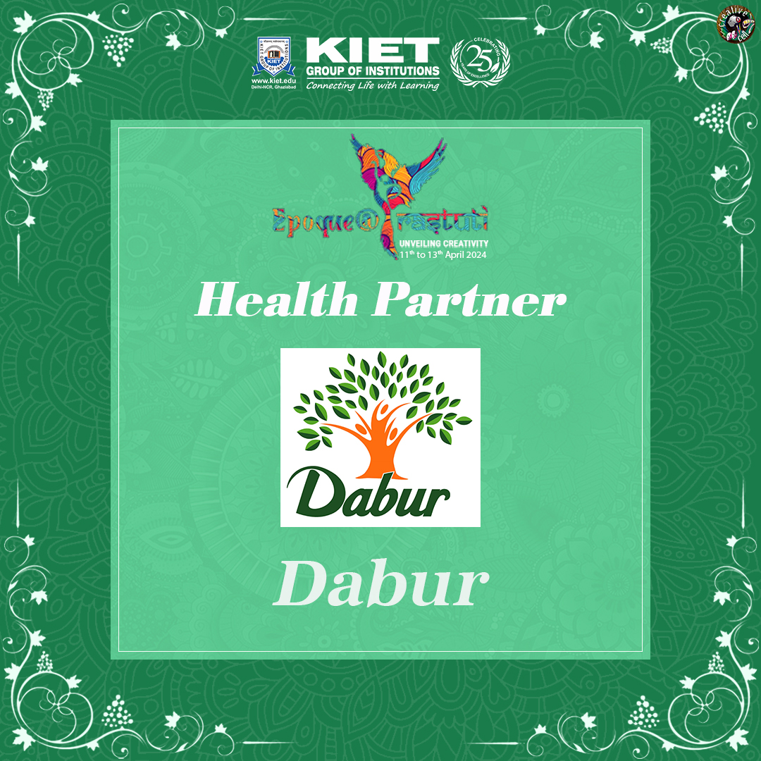 We are extremely excited to unveil Dabur as our esteemed Health Partner for Epoque@Prastuti 2024. 

#EpoqueAtPrastuti2024 #Sponsors #kiet_group_of_institutions #KIETGZB #kietengineeringcollege #KIET #AKTU #AICTE #KIETCulturalFest2024 #Sponsors #HealthPartner #Dabur
