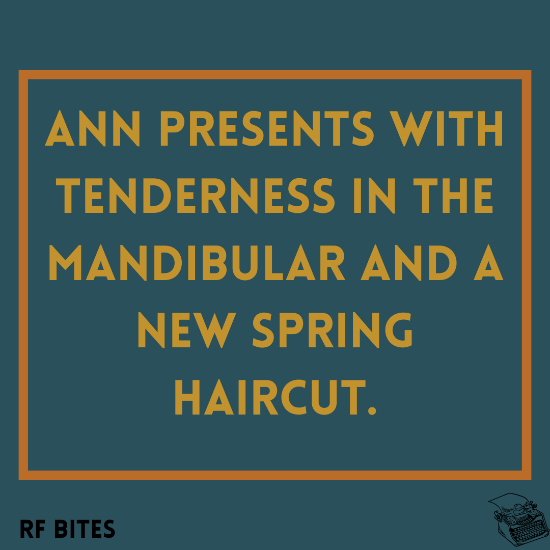 What do dental issues have to do with a new haircut? I'm not sure. But I bet you can find out what's going on with Ann and her oral health on Sunday. All will be revealed in 'Ann Presents' by @DBMillerWriter. Or it won't. But you won't know unless you're there for issue 62, 4/14!