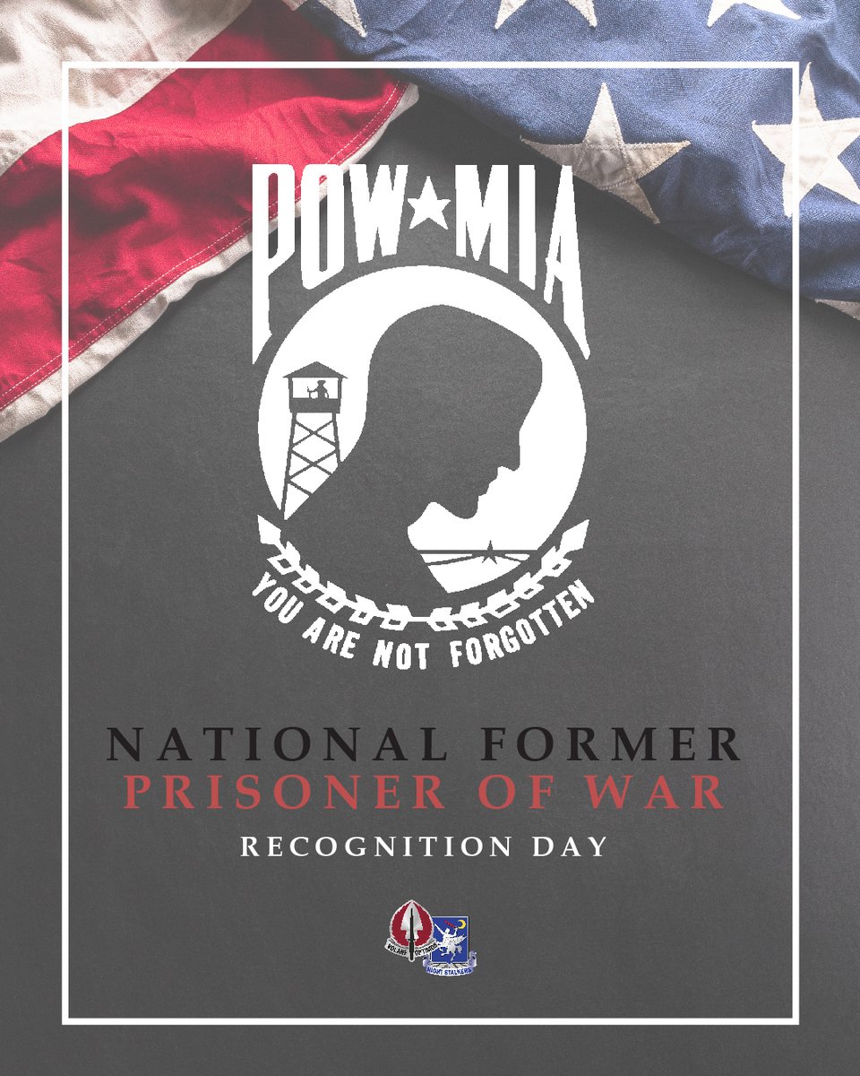 Today is National Former Prisoner of War Recognition Day. A day in which we renew our strong and abiding commitment to America's former POWs and honor the tremendous debt of gratitude we owe them for their courageous service and incredible sacrifices. #nationalformerPOWday