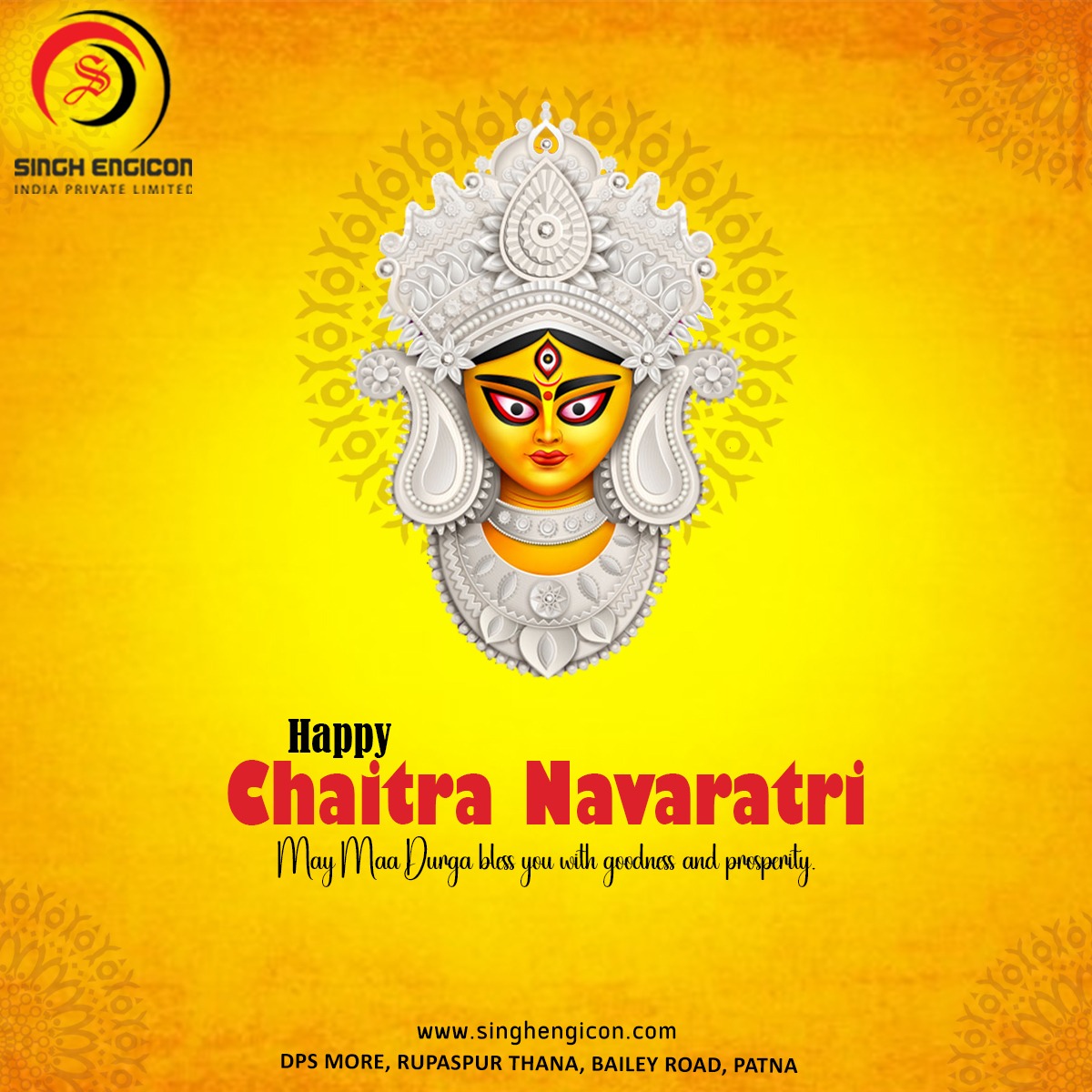 Wishing you a prosperous Chaitra Navratri filled with the blessings of the divine. 
Let's welcome new homes and new opportunities together.  

#Navratri #HappyNavratri #ChaitraNavratri #NavratriCelebrations #DivineBlessings #चैत्र_नवरात्रि #singhengicon #Patna #Bihar