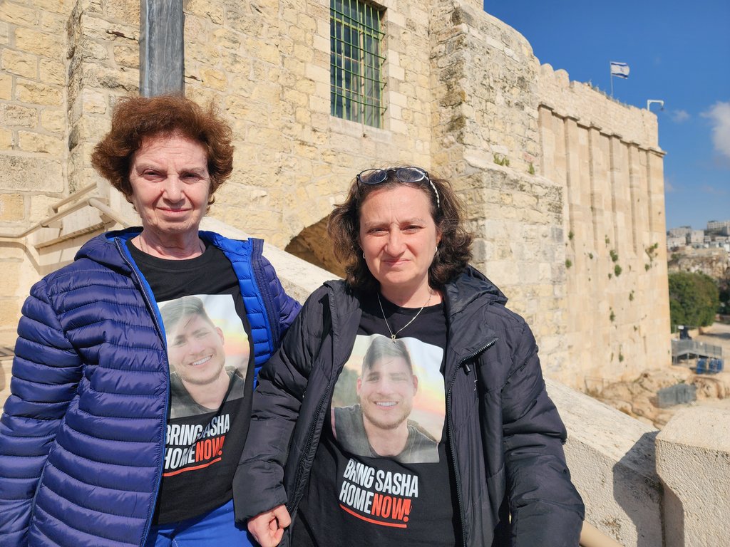 At the Tomb of the Patriarchs and Matriarchs in #Hebron today: Lena Trufanova and Irina Taatti - former hostages released from #Hamas captivity.  Lena's only son, and Irina's only grandson, Alexander 'Sasha' Trufanova, 28, is still being held hostage.