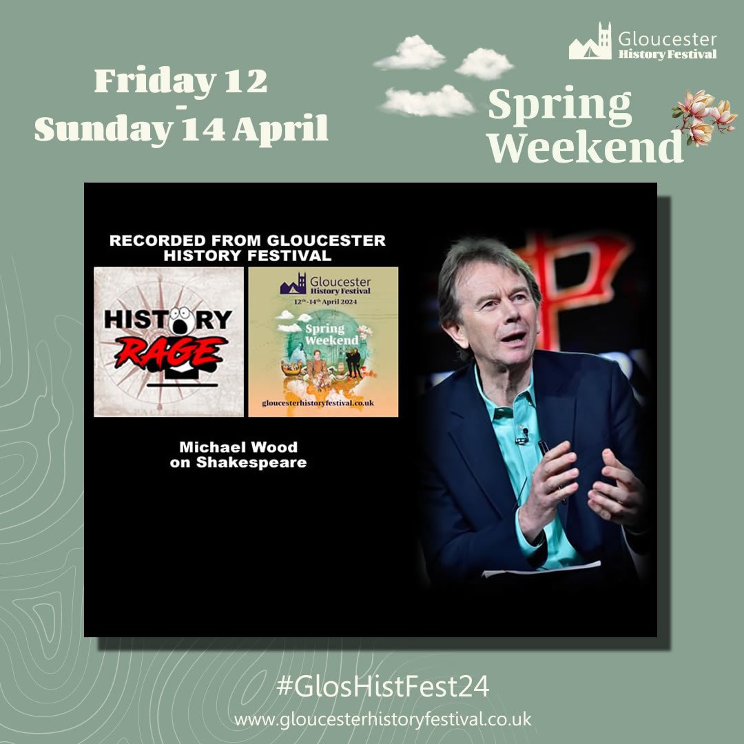 ⏲️ ⌛ COUNTDOWN TO GLOUCESTER 🏰 
This weekend Paul is live and in the flesh at @GlosHistFest getting the speakers to lower their blood pressure. @MichaelWoodMV will be joining us over the weekend to take on 'Shakespeare is fake' theories

Stay Tuned!
#GlosHistFest24