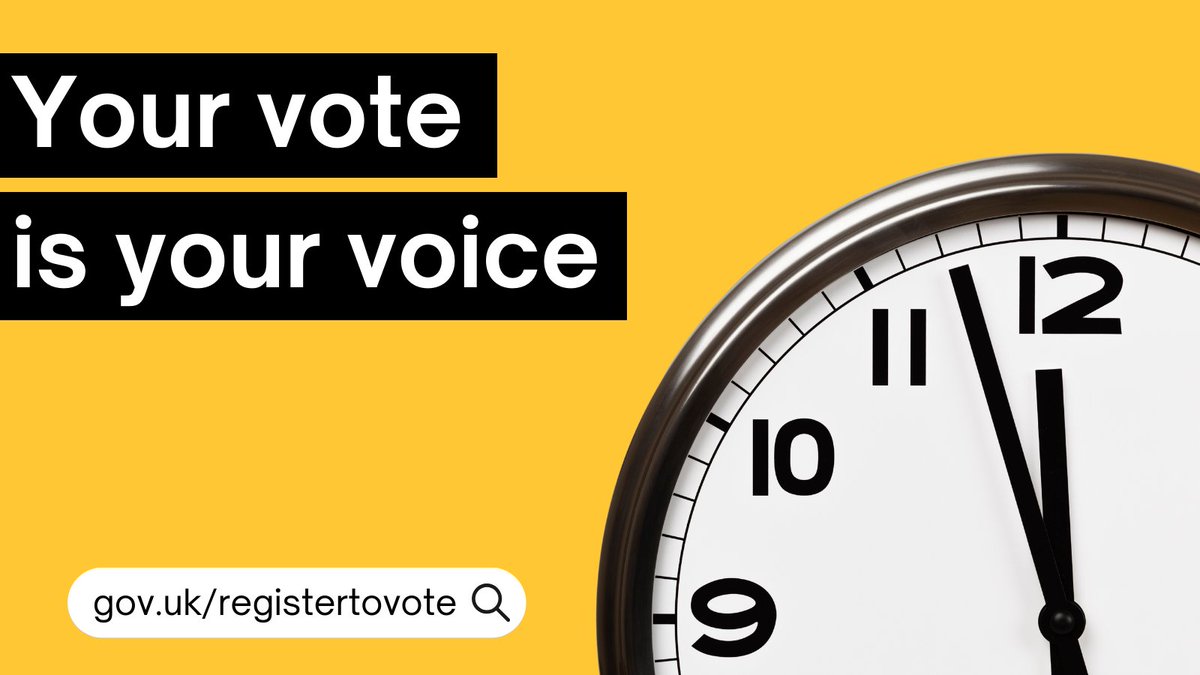 ⏰ 1 week left to register to vote ⏰ 16 April is the deadline to register to vote in Reading's local council & Police and Crime Commissioner elections taking place on 2 May Register now if you’ve never registered before, moved house, or changed name ➡ rdguk.info/5YswW