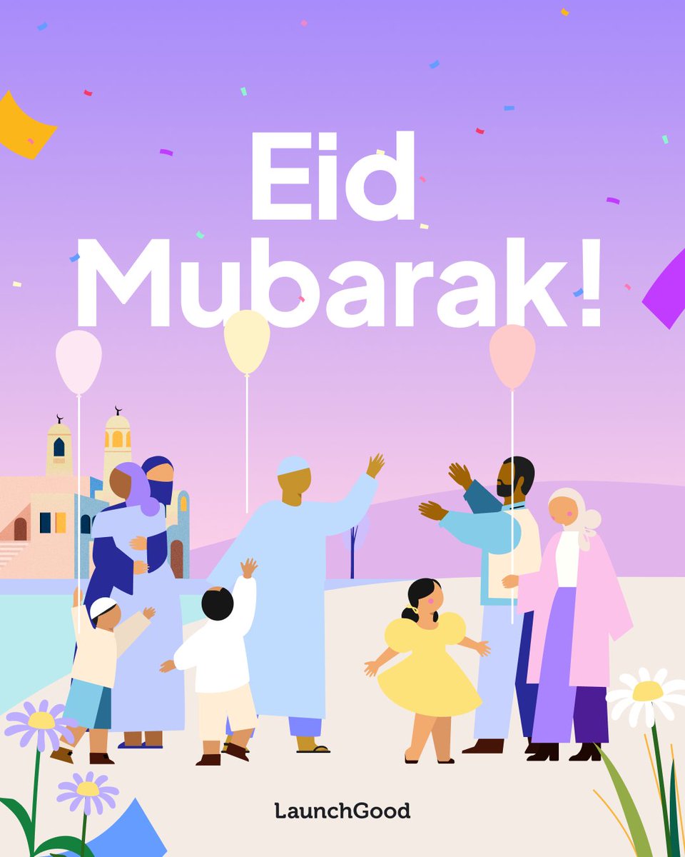 Eid Mubarak from LaunchGood! 🌙 As Ramadan concludes, we're deeply grateful for your kindness and generosity. This Eid, while we celebrate, let's also keep our brothers and sisters facing hardship globally in our prayers, especially those in Palestine 🇵🇸 May this day bring you