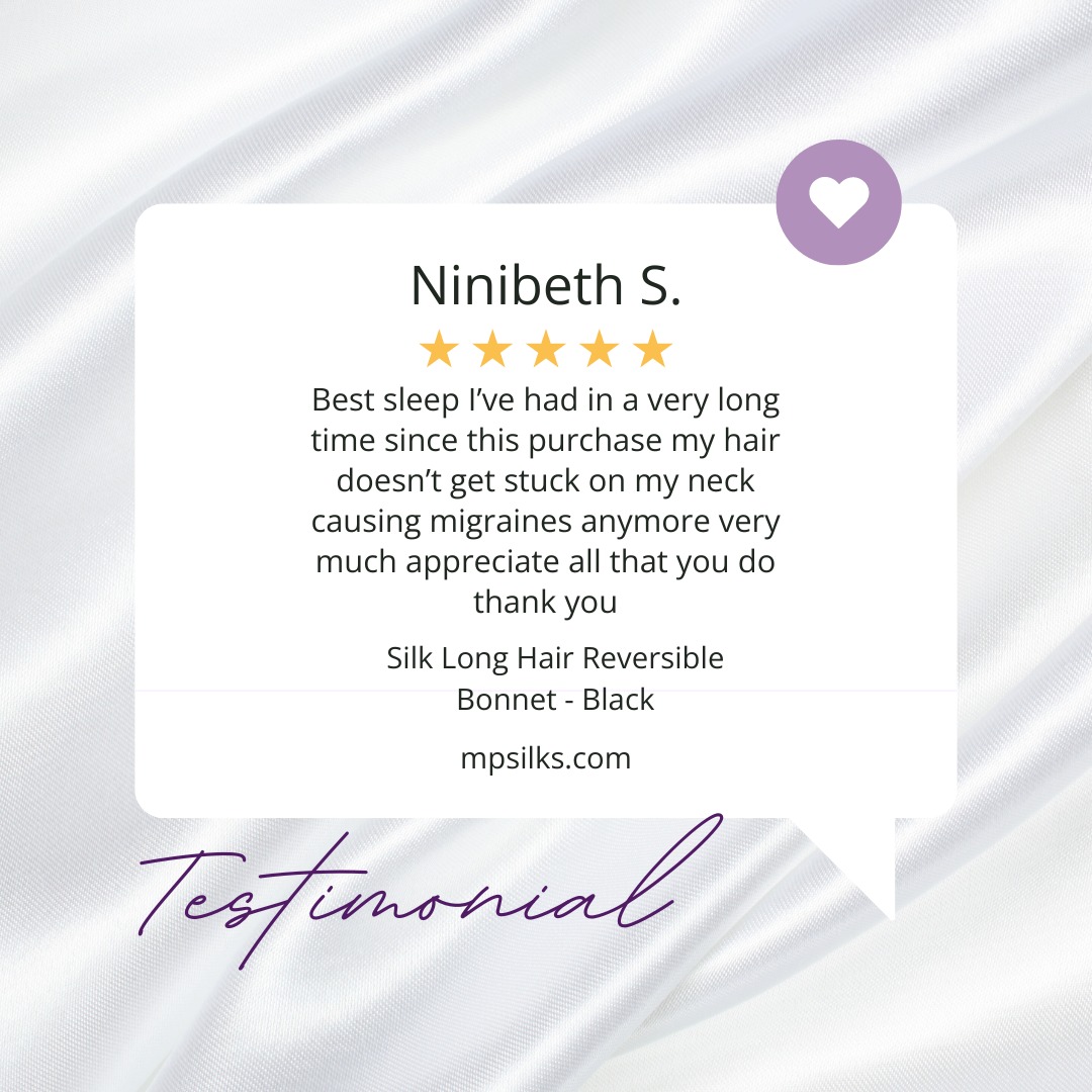 See why customers are obsessed with our long hair reversible bonnets.
#sleepbonnet #silkbonnet #mulberryparksilks #silk #silks #silkhome #silky #luxury #luxuryhome #luxurystyle #luxurydecor #affordable #affordableluxury #sleep #sleepingbeauty #sleepbetter #sleepwell #beautysleep