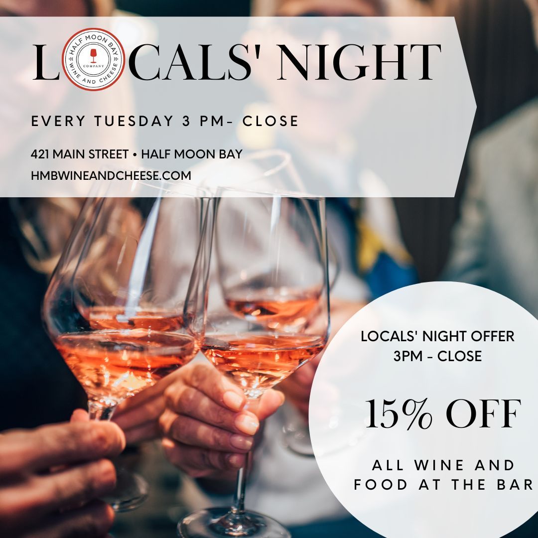 Don't miss out on our Locals' Night every Tuesday at the wine bar! 🍷🧀 Join us from 3 pm until closing for artisan wines, farmstead cheeses, delicious snacks, and engaging conversations. #TuesdayNight #LocalsNight #WineBarExperience #WineTasting #HMBWineAndCheese