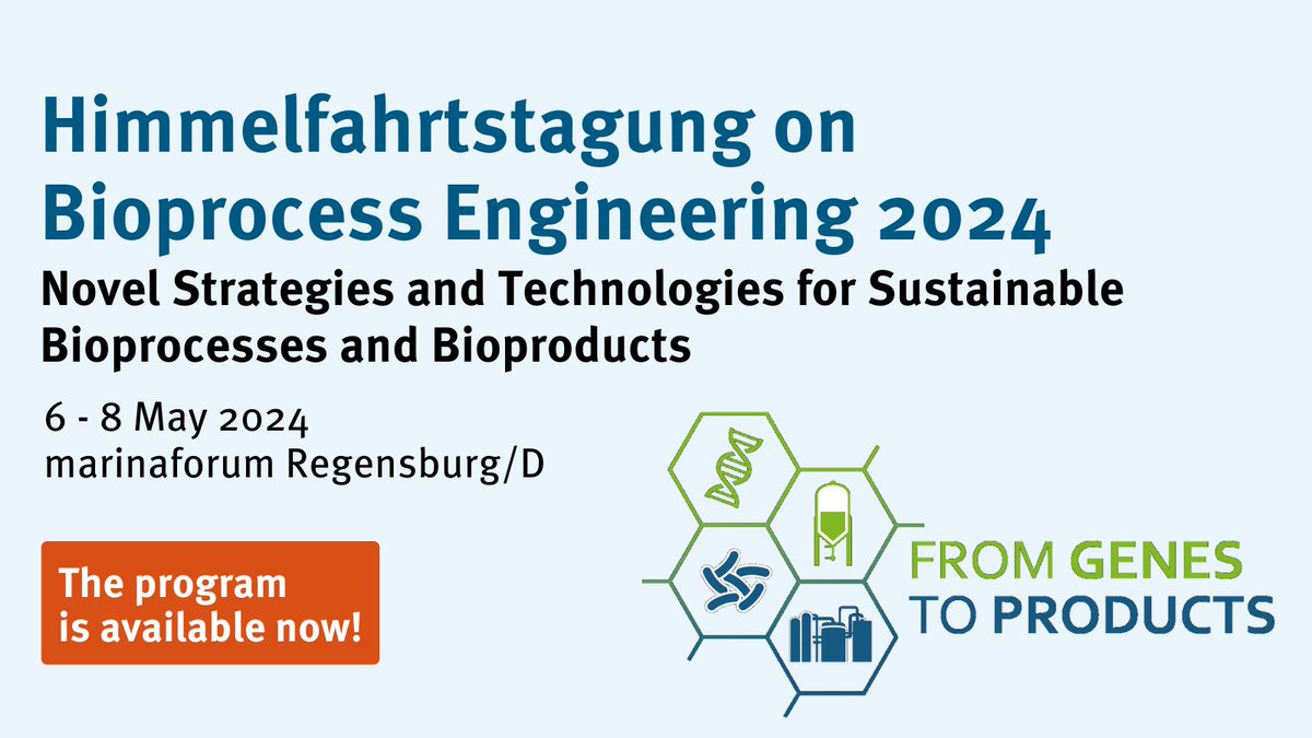 The #Himmelfahrtstagung on Bioprocess Engineering is an annual conference bringing together experts in this field to discuss the latest developments and innovations. The program is available now: dechema.de/en/BioPro24.ht…