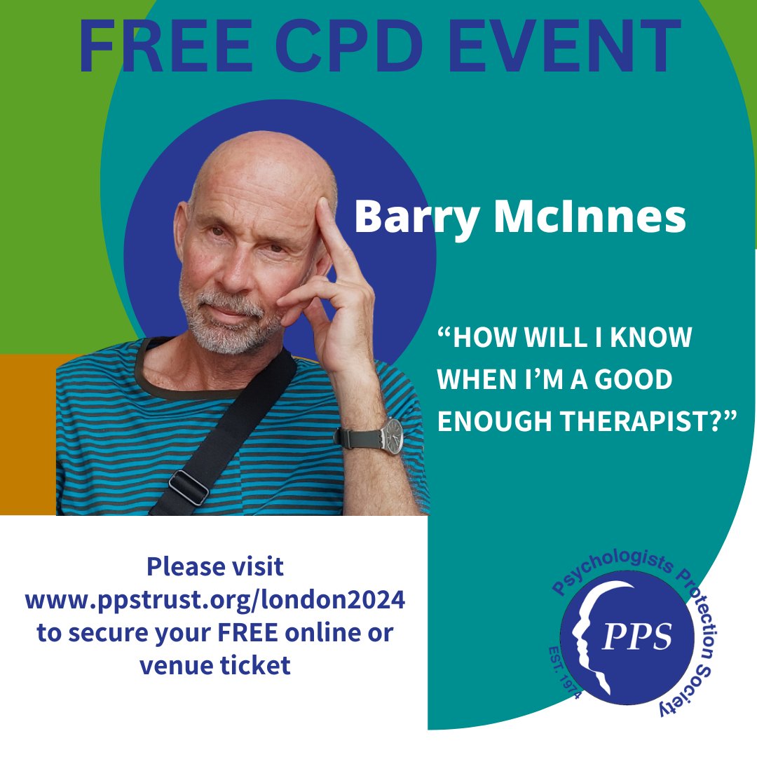 Join us as Barry McInnes explores "How will I know when I'm a Good Enough Therapist?" Visit ppstrust.org/mcinnes-cpd to find out more #cpd #counsellors #psychologists #psychotherapists #ppslondon24
