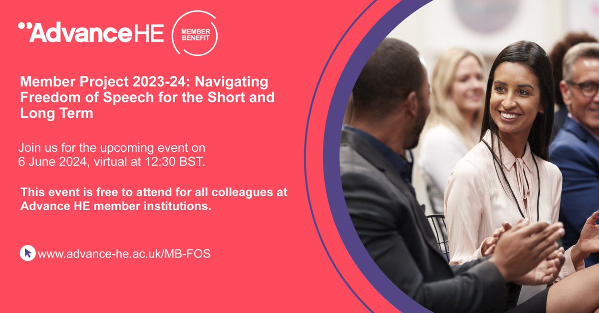 Join us for an interactive event for the governance community in #higherEd to understand the latest updates to Freedom of Speech #FOS regulation and identify and manage related risks strategically. Find out more-social.advance-he.ac.uk/iEnDGM