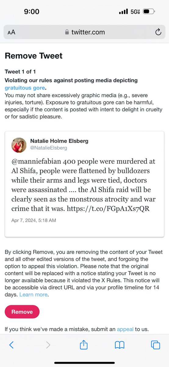 The dusty corpses of victims with their hands and feet still tied up at Al Shifa hospital are too gory to be on Twitter, according to @elonmusk, with no condemnation of the atrocity itself. I’m sure there is a term for suppressing evidence of atrocities and it’s not “free…