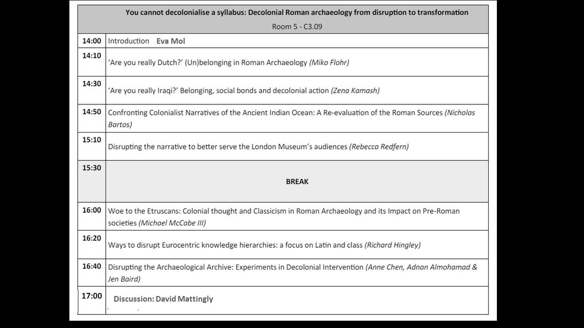 For people visiting the Roman Archaeology Conference in London this week, please come to our session to help discuss de/anticolonial practices, disruption, belonging&social justice in the field. We can and should do more than diversifying handbooks @TheRomanSoc @TRAC_conference