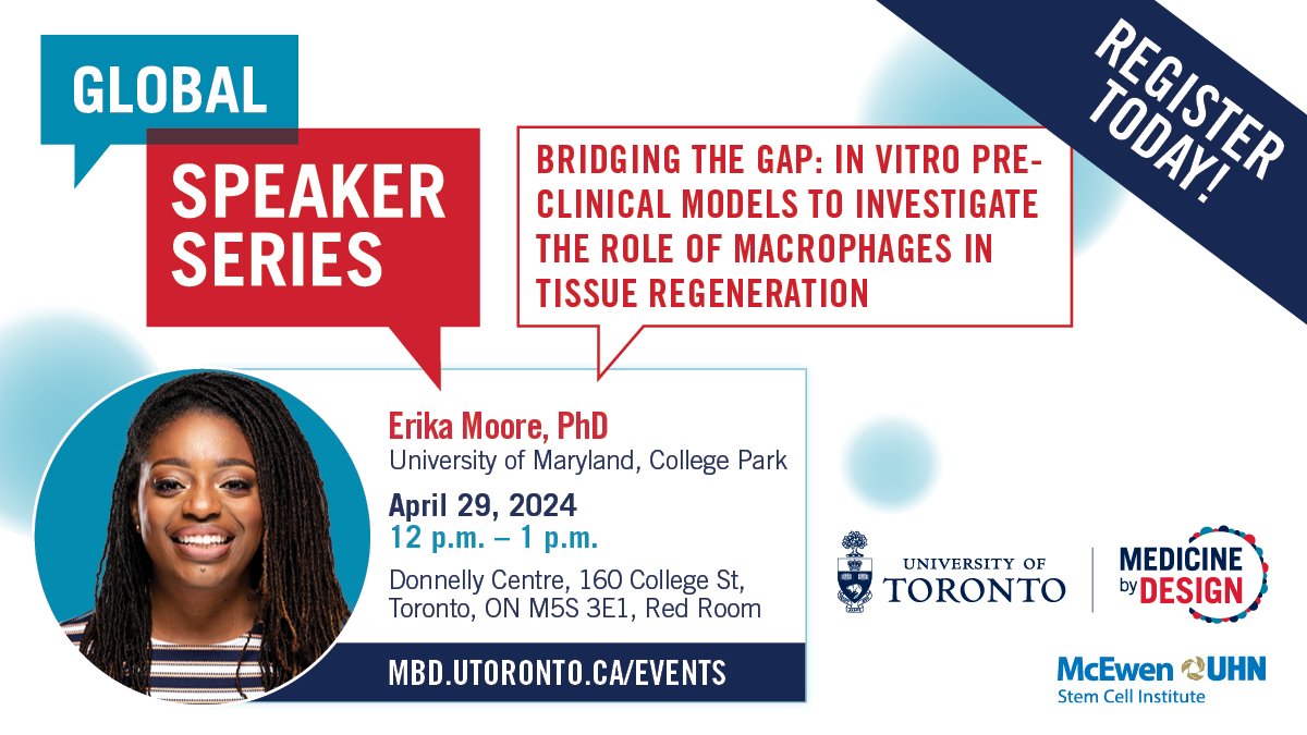 We look forward to welcoming Erika Moore at our next Global Speaker Series. Join us in-person at the @DonnellyCentre, Red Room on April 29 from 12-1pm. Register here: mbd.utoronto.ca/event/global-s…