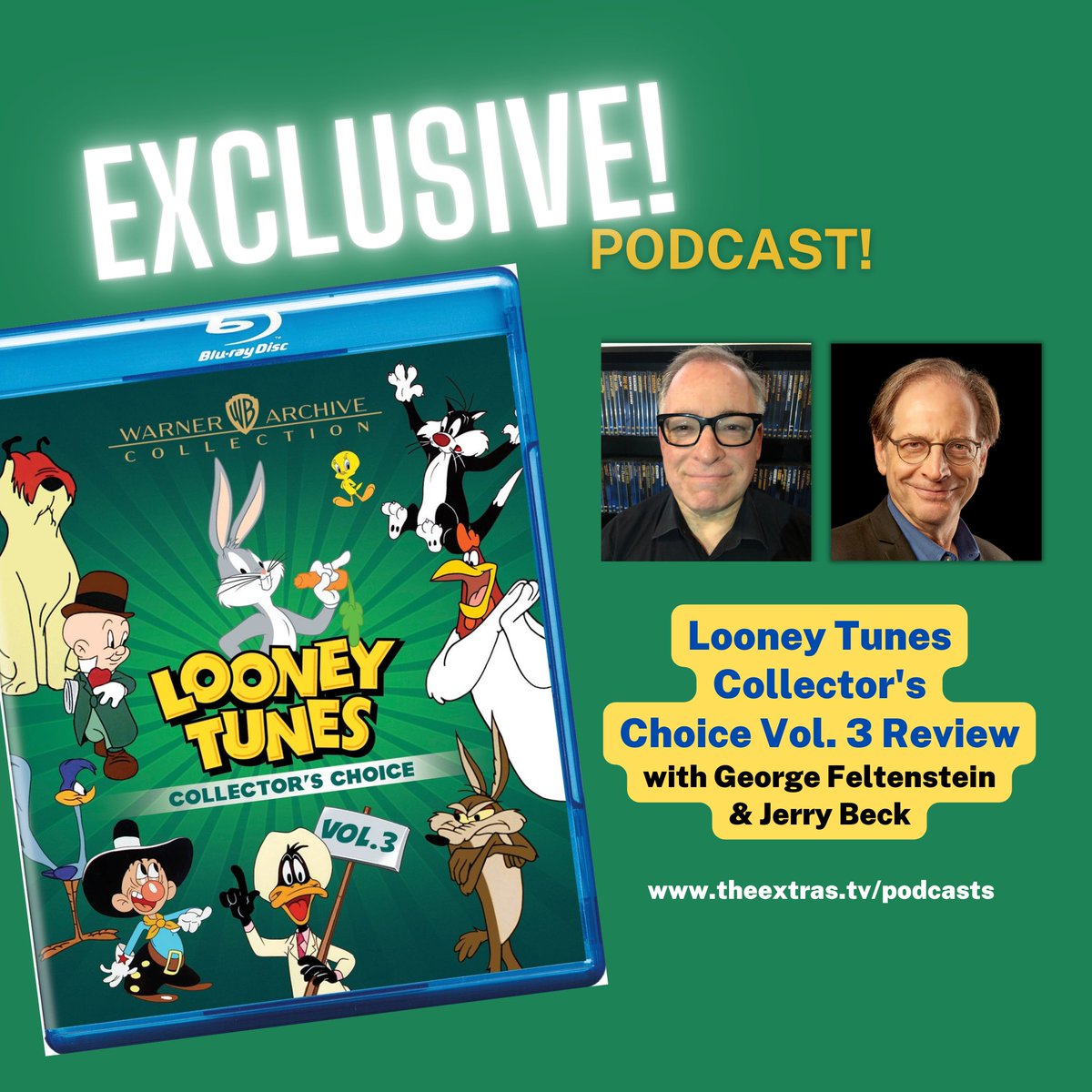 TheExtrastv's tweet photo. 😍EXCLUSIVE #LooneyTunes Collector's Choice Vol. 3 #bluray Review #Podcast with @jerrybeck &amp; George Feltenstein of the #warnerarchive
Watch: https://t.co/uMSkllEEHx
Listen: https://t.co/xisSXwXMa0

#warnerbros #bugsbunny #cartoons #cartoon #animation https://t.co/olxrvOPMiu