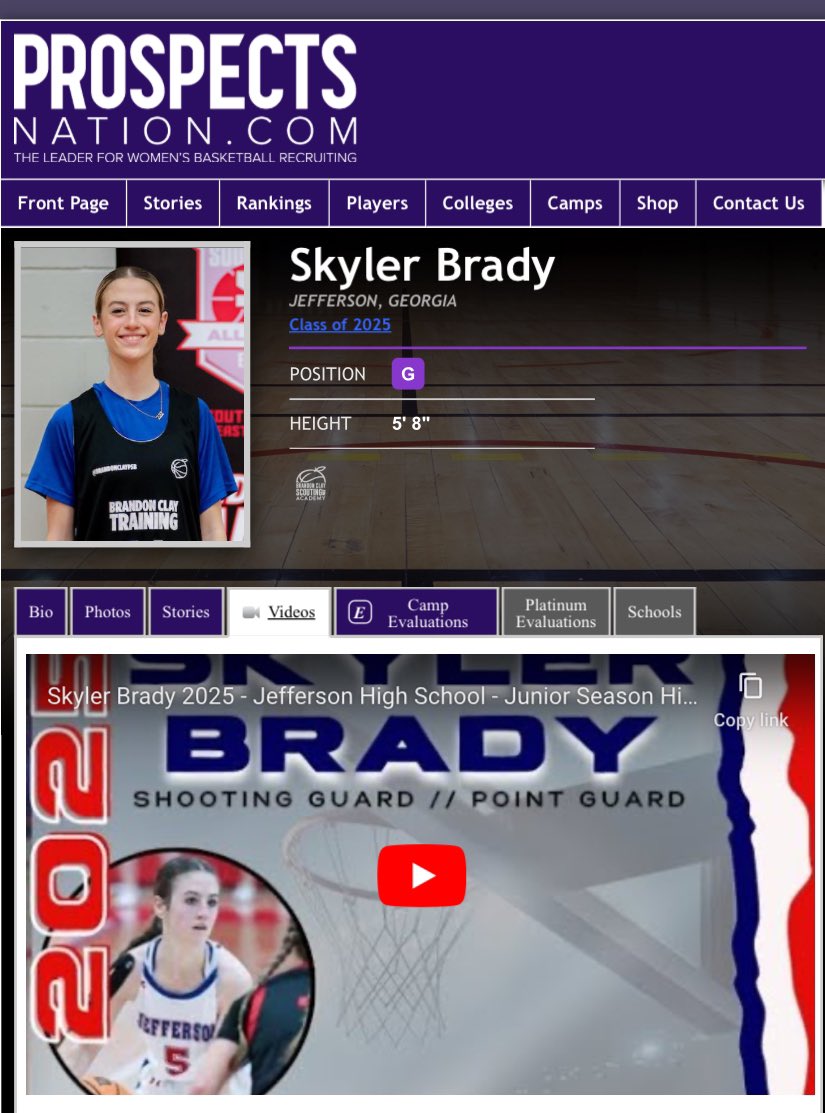 Brandon Clay Consulting & Recruiting #BClayRecruiting x @brandonclaypsb Increased Awareness = 📈 Opportunity 🚨MEMBER UPDATE🚨 ‘25 G Skyler Brady of Jefferson (GA) has her annual 🎥🎞️ highlight on her @ProspectsNation Player Card. ➡️➡️ JOIN THE PROGRAM peachstatebasketball.com/brandon-clay-c…