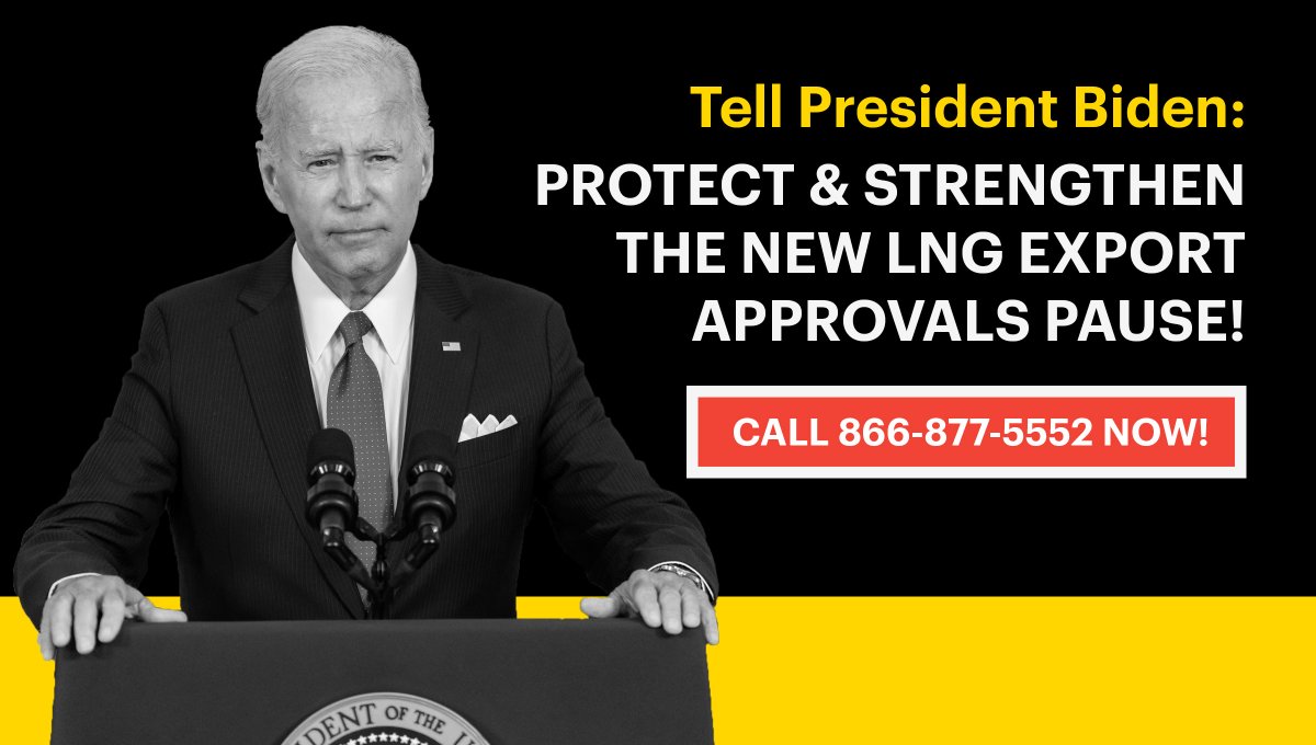 LNG exports harm our climate, communities and economy. Call 866-877-5552 now and tell @POTUS to stand up against @SpeakerJohnson and @HouseGOP’s attacks on his new LNG export approvals pause, strengthen it and take additional action to address the climate crisis. #StopLNG