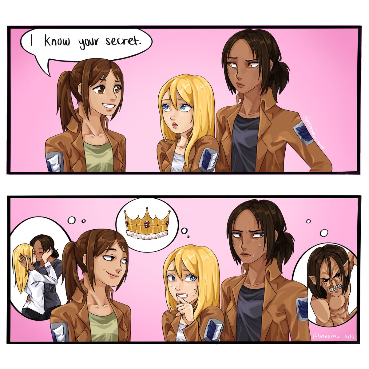 I drew it lol I just forgot to post it 😭 Sasha always knows what’s up what can I say #aot #yumihisu #AttackOnTitan #Historia