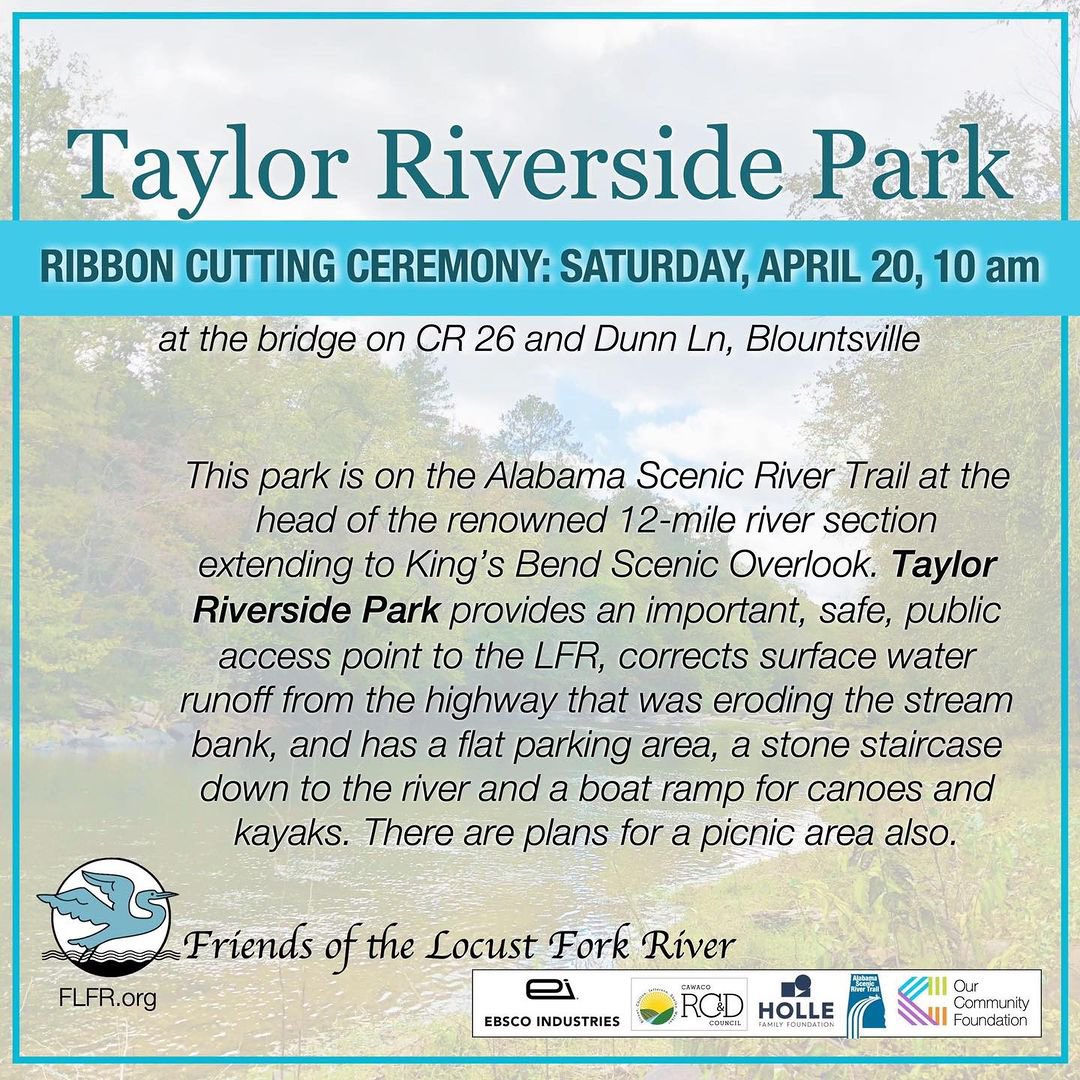 Learn more about #Blountsville's exciting new Taylor Riverside Park at FLFR.org
