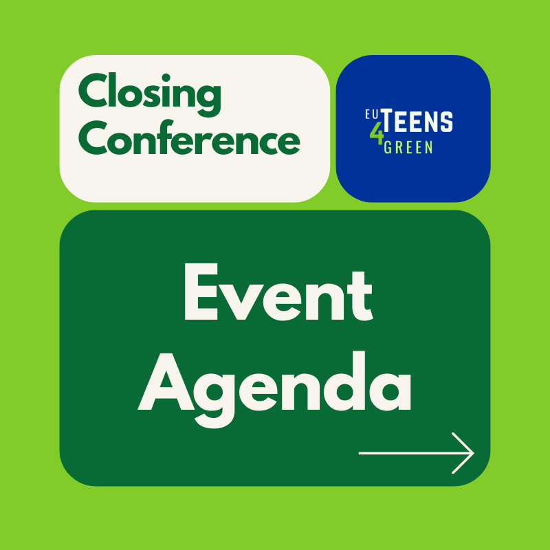 EuTeens4Green's tweet photo. Announcing the agenda of the EUT4G Closing Conference! 
Video welcome by Commissioner @elisaferreiraec, panels on Youth Engagement in #JustTransition &amp; EU policy making, keynote speech by EC Vice-President @dubravkasuica and more. Looking forward to an impactful event! 🇪🇺 https://t.co/kM0u7dnRfz