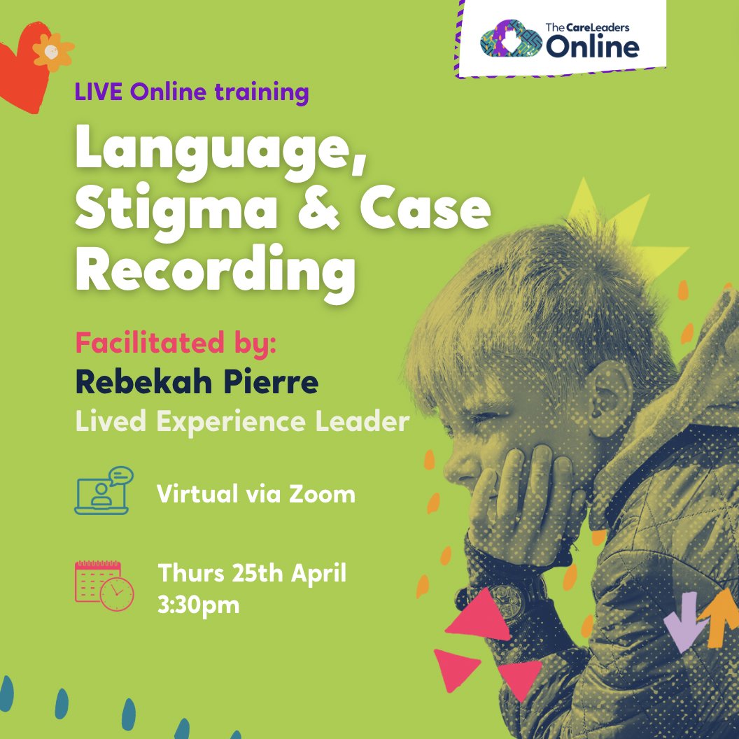 Are you struggling to find the right words when writing about children in care? ️ 👉🏽 Join our upcoming LIVE session, 'Language, Stigma & Case Recording,' with care-experienced social worker Rebekah Pierre! 🎟 thecareleadersonline.com/course/live-se… #LivedExperience #SocialWork #FosterCare