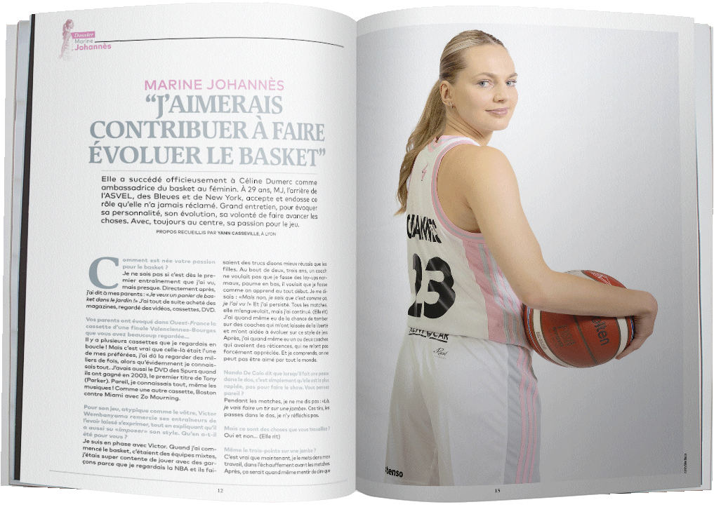 🏃‍♀️ «Quand tu es enfant, parfois on te dit : tu joues comme une fille… Au fur et à mesure, tu réalises que non, tu joues au basket, c’est tout.» Le grand entretien avec Marine Johannès est à retrouver dans le nouveau numéro ! 🗞️ basket-mag.com/basket-84-avri…