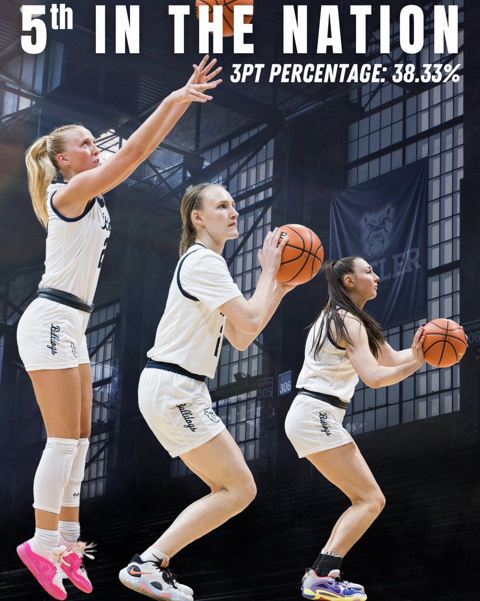 Butler finished the 23-24 season ranked 5th in the nation in team 3-point percentage. The Dawgs shot 38.33% from behind the arc. #4us