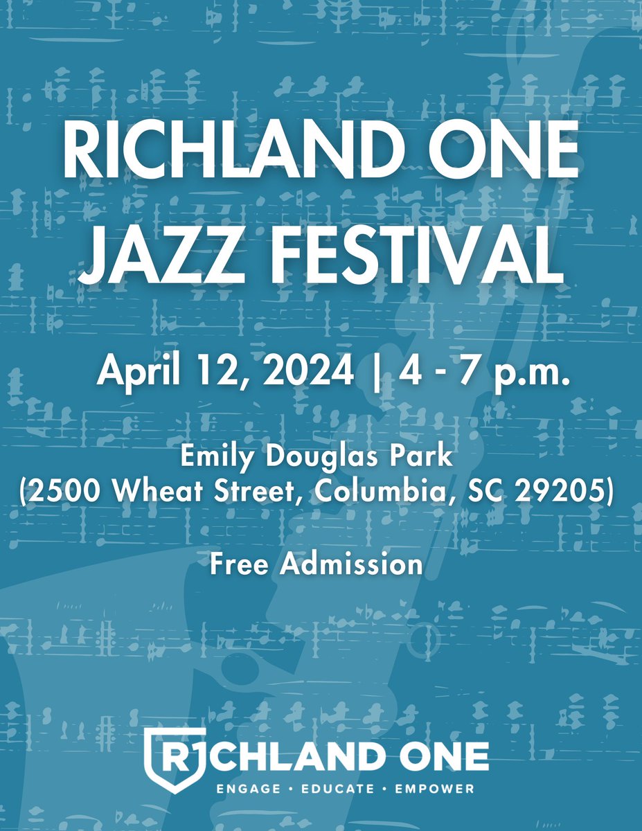 Spend your Friday evening listening to students play jazz music in the park. Richland One will hold its annual Jazz Festival this Friday, April 12 from 4-7 p.m. at Emily Douglas Park. Read more: richlandone.org/site/default.a… #TeamOne #OneTeam