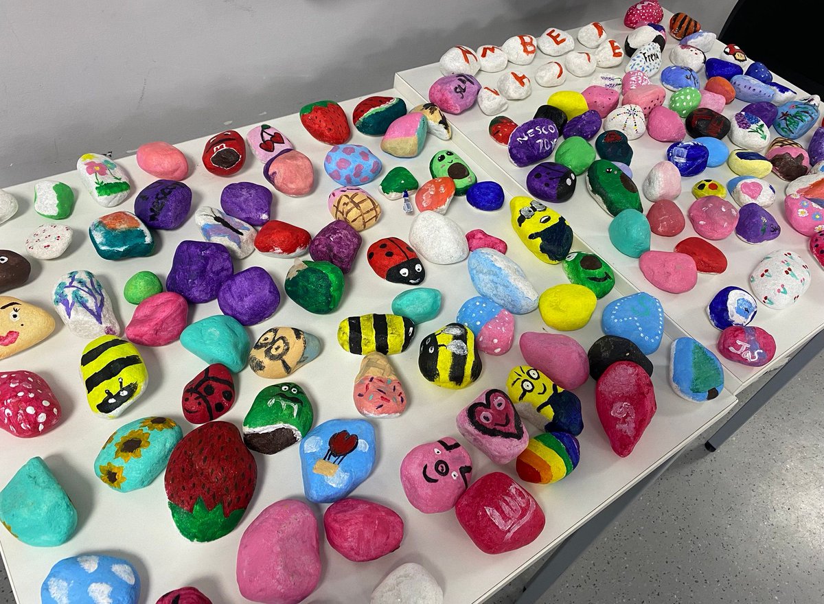 Check out these colourful creations by our Early Years students for #Nescot70 using pebble painting. To catch up on the anniversary celebrations for students and staff visit: buff.ly/3TUdcsi Explore our wide range of Early Years courses at: buff.ly/3TPHE5K