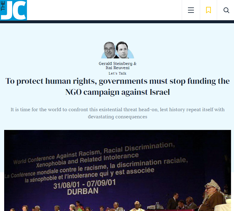 In their oped for @JewishChron , NGO Monitor President @GeraldNGOM and Dir of Communications Itai Reuveni argue that after Oct 7 we entered “phase 2” of a vicious NGO campaign against Israel and the Jewish people. While “phase 1” - which began 20 years ago - focused on