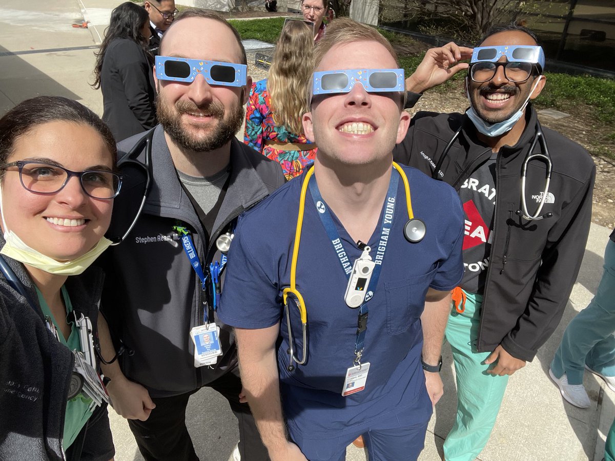 From our residents at AIUM in Texas to our residents at home, we all experienced #SolarEclipse2024! #osuem #eclipsewatchparty