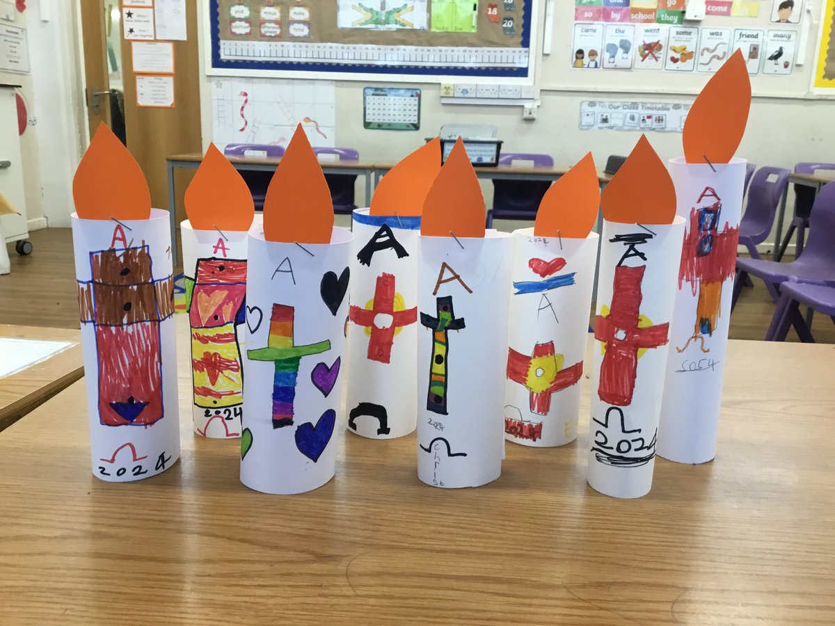 Year 1 have made their own Paschal candles to celebrate when Jesus was risen. We know what each symbol on the Paschal candle represents including the flame representing Jesus being the Light of the world.